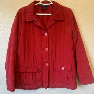 Susan Graver Red Quilted Puffer Button Jacket/Coat Small